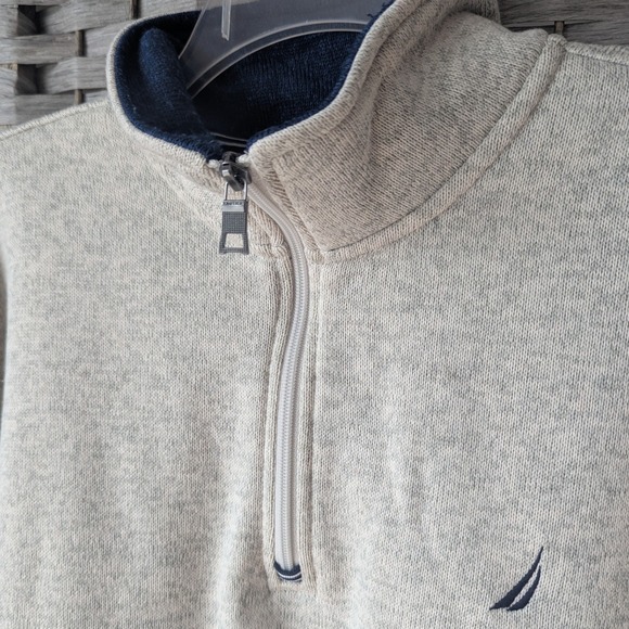 Nautica Other - Nautica Quarter Zip Pullover Oatmeal Heather Fleece Lg Athliesure Preppy Casual
